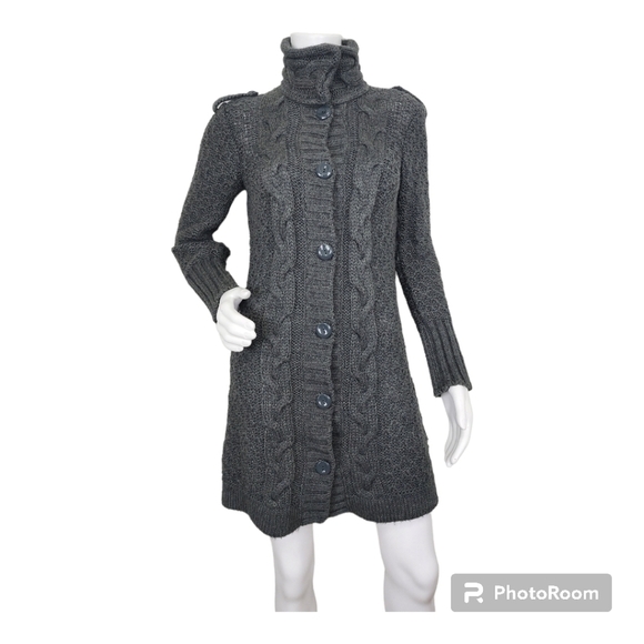 cocogio Sweaters - Cocogio Italian Gray Wool‎ Boho Long Cardigan Size S
